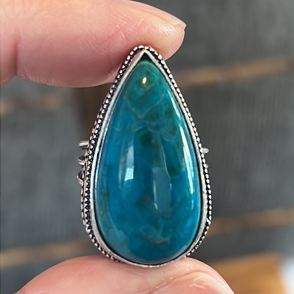 #232 Teal Solar Agate Handcrafted 💍 In An Antique Setting Size 8 NWOT - Picture 7 of 14
